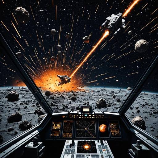 Spacecraft Battle in Asteroid Field