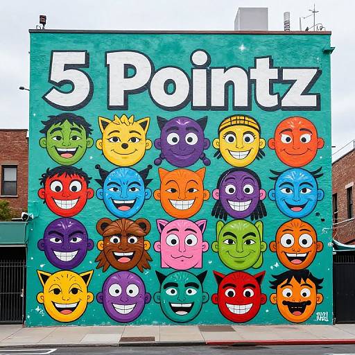 Colorful Graffiti Faces Mural NYC