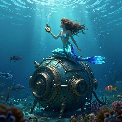 Enchanting Underwater Dreamscape with Merperson