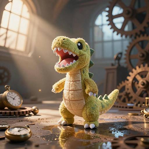 Hand-Stitched Velociraptor in Clock Tower