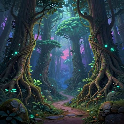 Bioluminescent Giant Ginger Forest Path