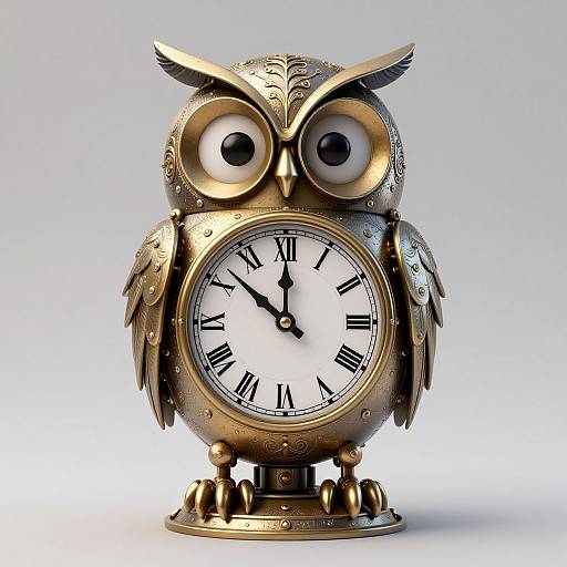 Whimsical 3D Mechanical Owl Clock Tower