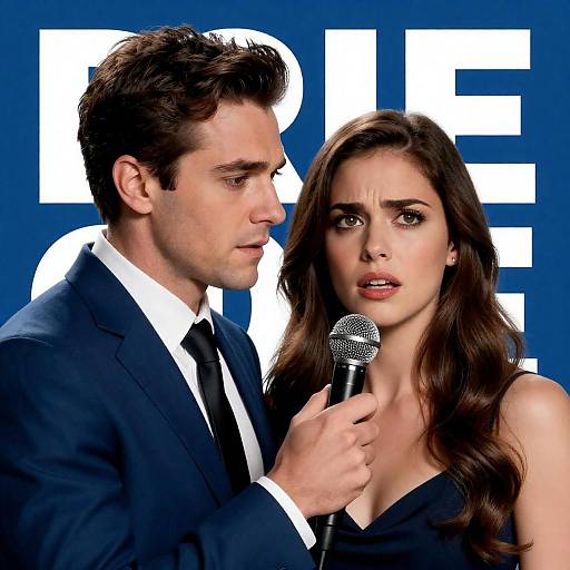 Intense Movie Poster with Dark Haired Duo