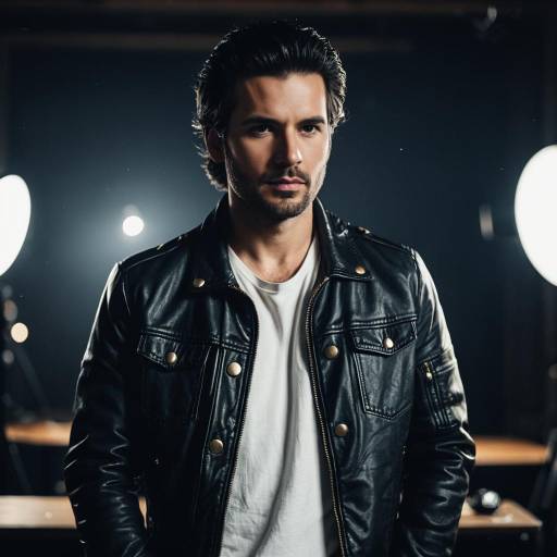 Man in Leather Jacket with Casual White Shirt