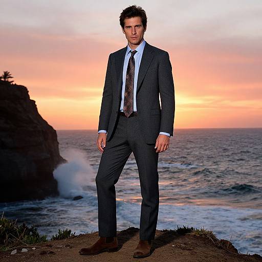 Confident Man in Coastal Sunset