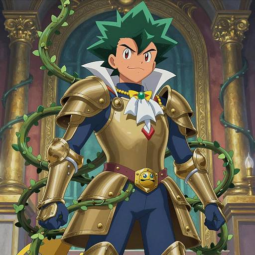 Anime Character Ash Ketchum in Rococo Armor