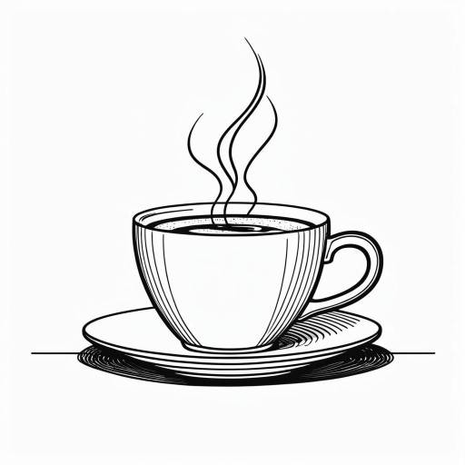 Retro Style Coffee Cup Line Drawing