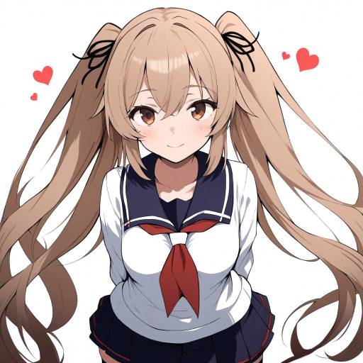 Cute Schoolgirl with Twintails and Heart