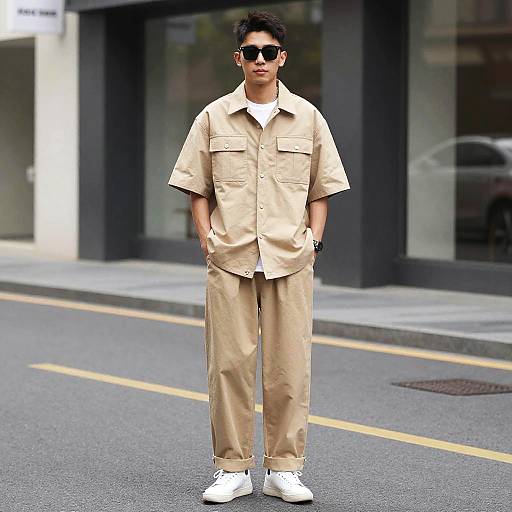 Man in Tan Street Outfit
