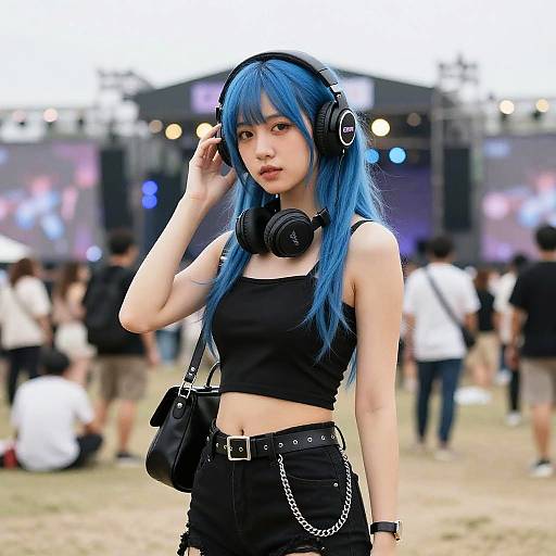 EDM Festival Woman with Blue Hair