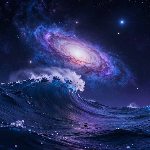 Ocean Waves Merging with Galaxy Stars