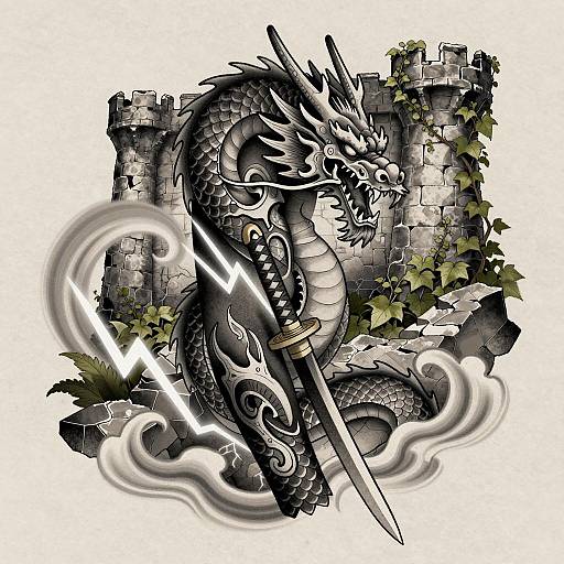 Dragon Sleeve Tattoo with Epic Elements