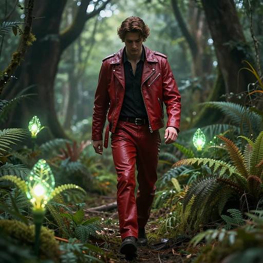 Red Jacket in Mystical Forest