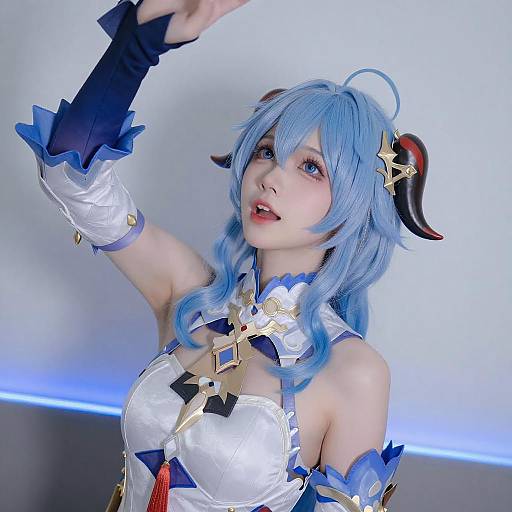 Young Woman in Blue Fantasy Costume