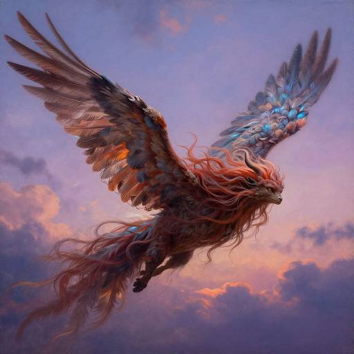 Mythical Creature with Haired Wings