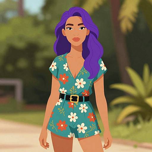 Bohemian Woman in Floral Romper