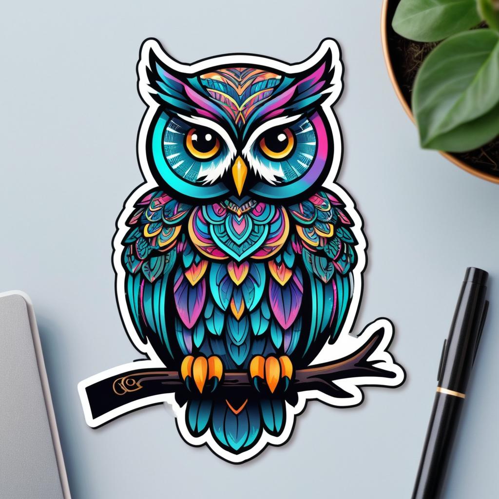 Enchanting Mystical Owl Sticker Design