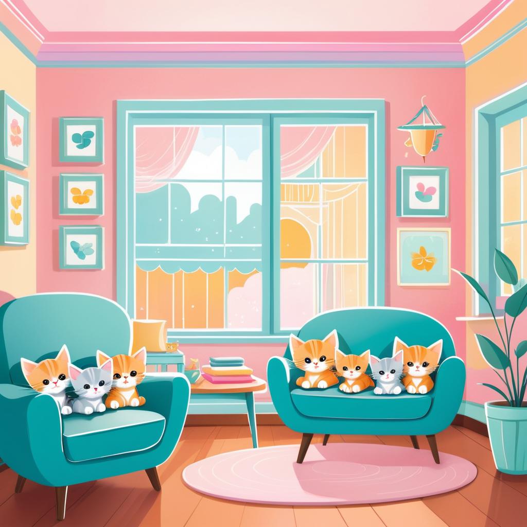 Whimsical Kittens in a Cozy Room