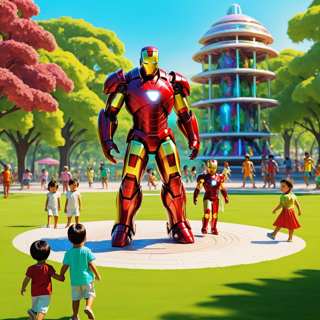 Vanilla Iron Man in a Vibrant Park