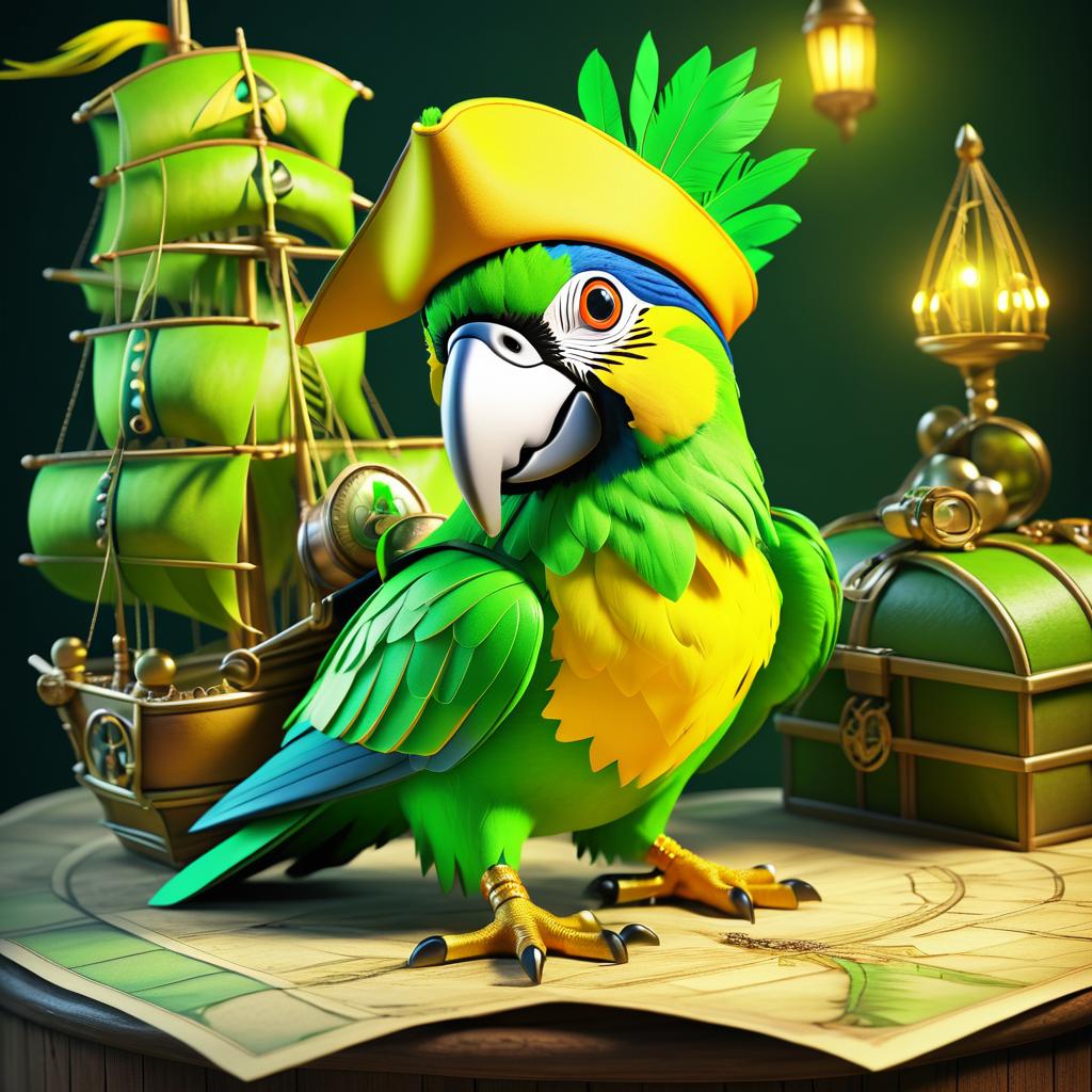 Vibrant Pirate Parrot Adventure Scene