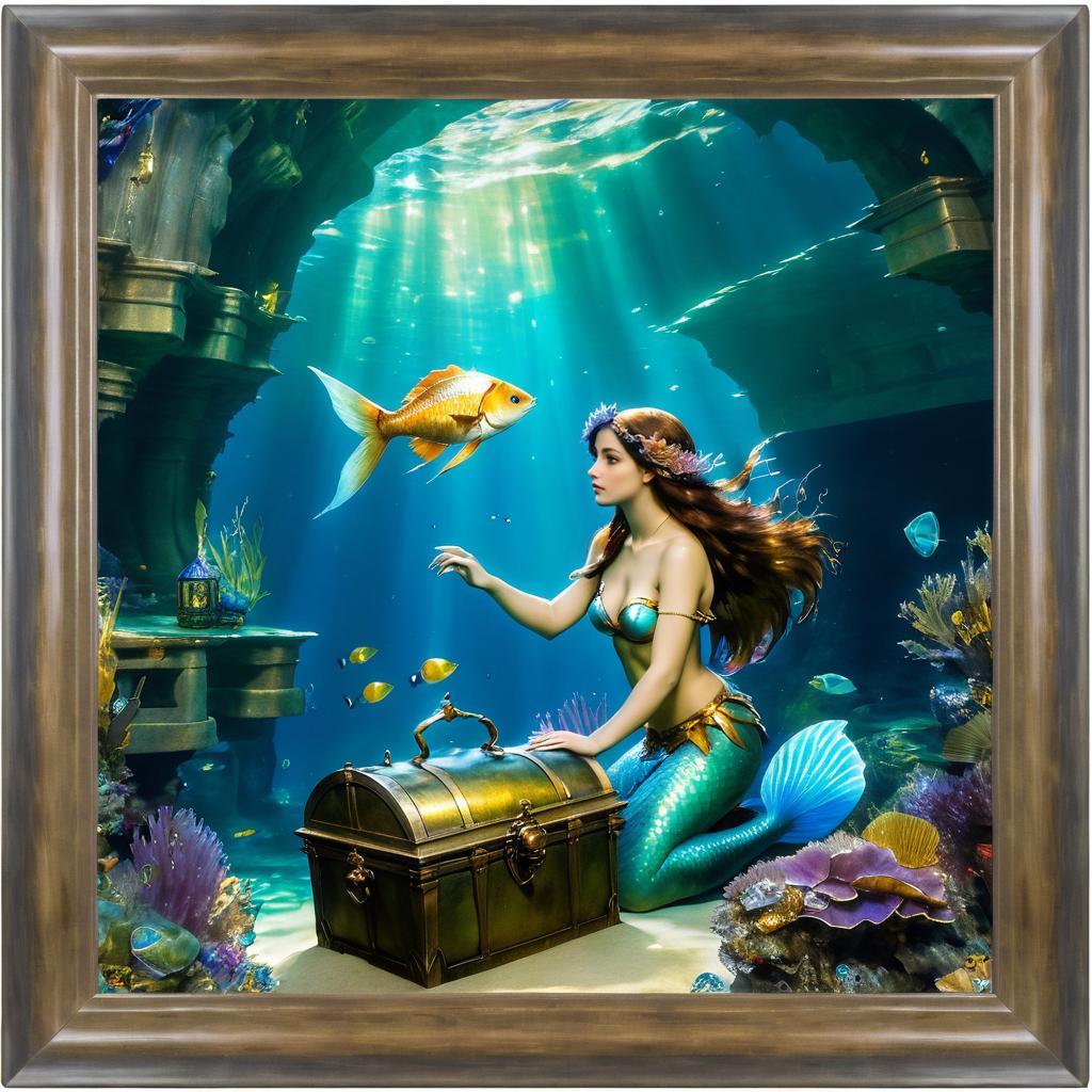 Mermaid and Fish in Underwater Realm