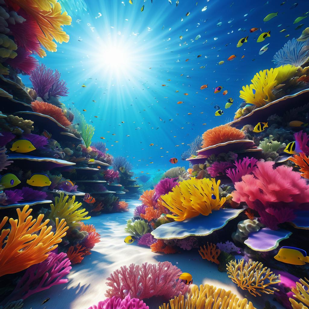 Vibrant Coral Reef in Sunlit Waters