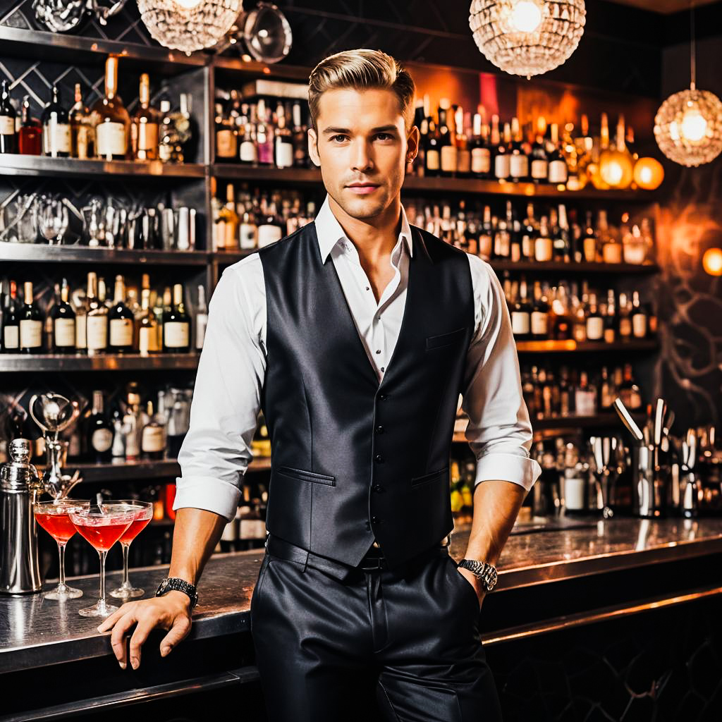 Trendy Bartender Portrait in Studio