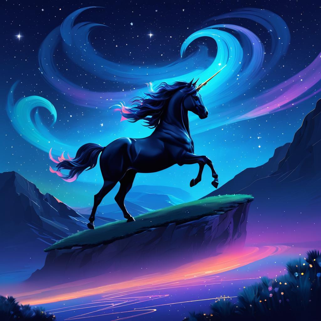 Enchanted Unicorn Under Starry Night