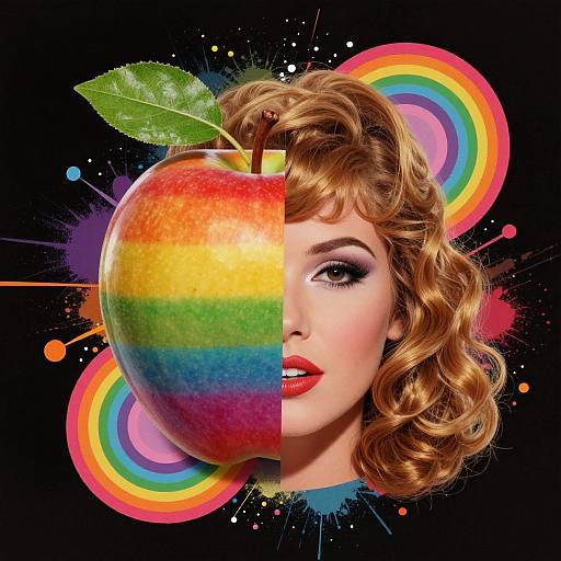 Retro 70s Rainbow Apple Portrait