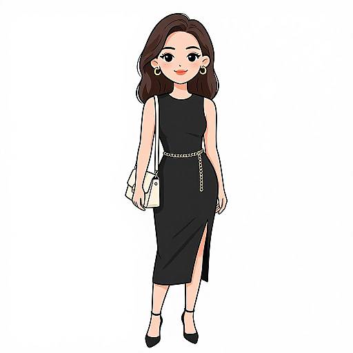 Elegant Woman in Black Dress