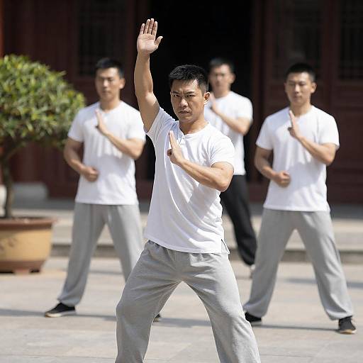 Dynamic Kung Fu Performance in Bright Sunlight