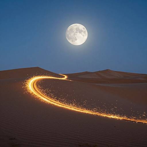 Golden Spark Trail Over Desert Dunes