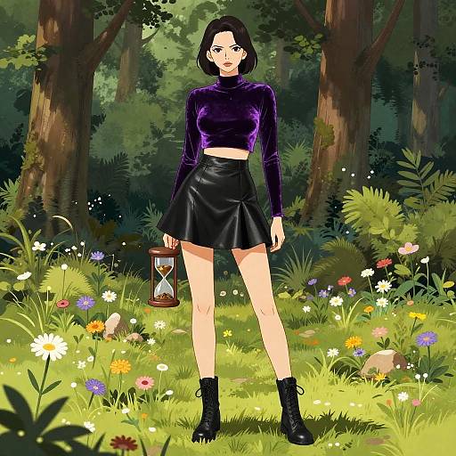 Edgy Hourglass Woman in Woodland