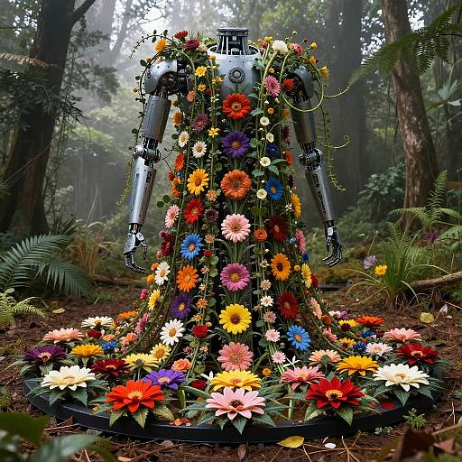 Cybernetic Flower Generator in Forest