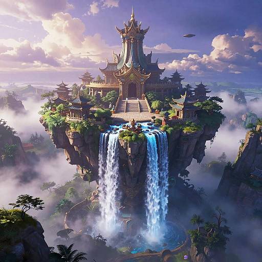 Mystical Floating Temple Fantasy Landscape