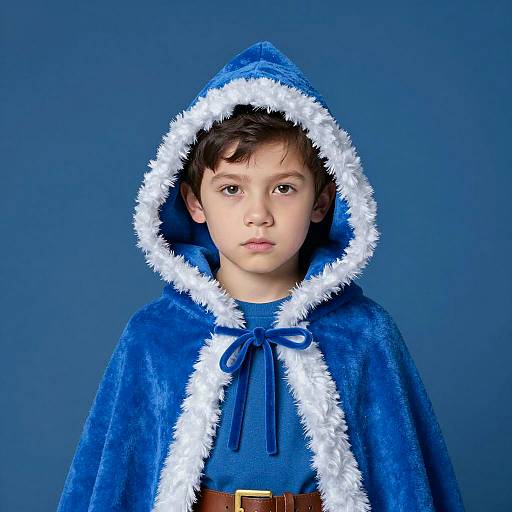 Boy in Blue Christmas Hooded Cloak