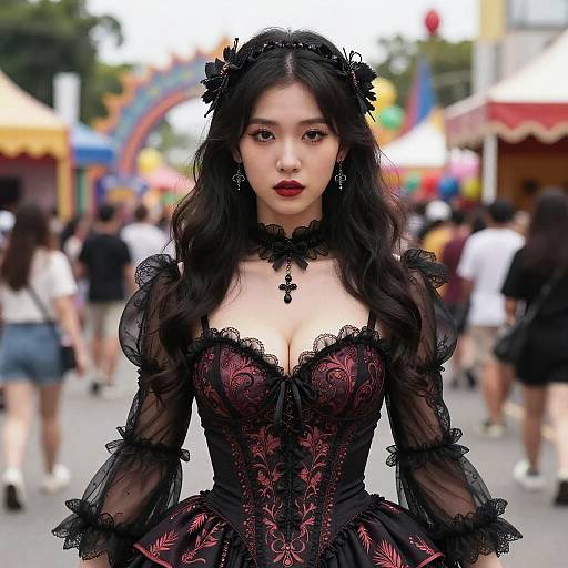 Woman in Gothic Dress at Carnival
