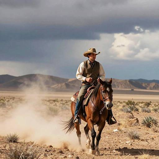 Rugged Cowboy in Desert Plains