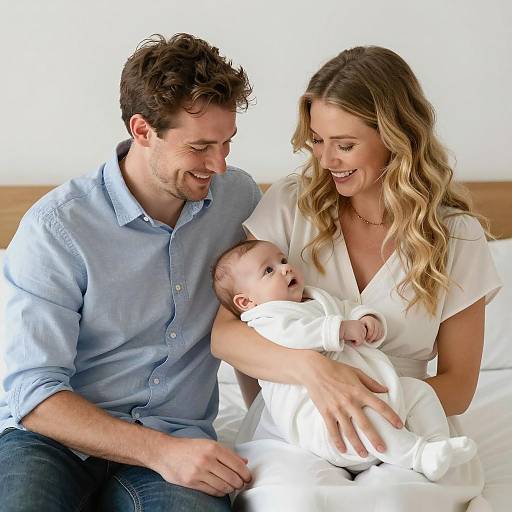 Heartwarming Family Portrait on Bed