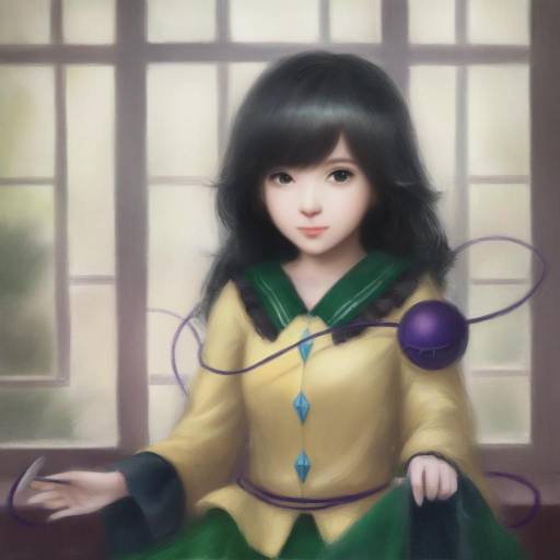 Fantasy Girl with Black Hair by Window