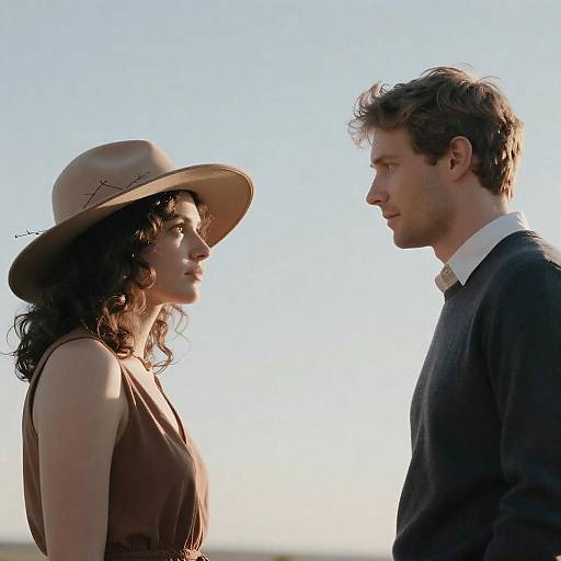 Romantic Profile Portrait Under Clear Sky