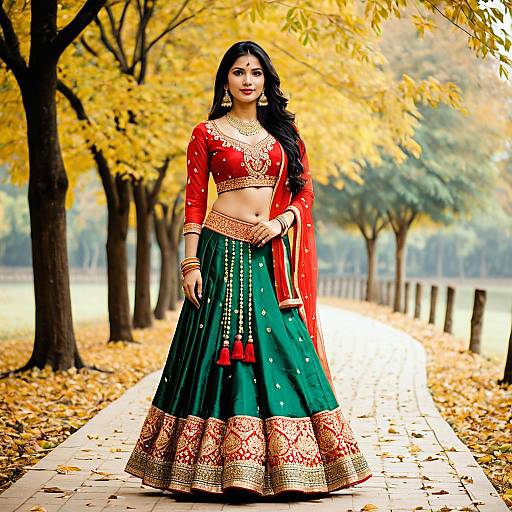 Elegant Indian Woman in Autumn Attire