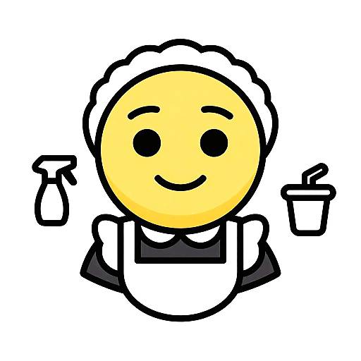 Minimalist Maid Emoji Flat Design