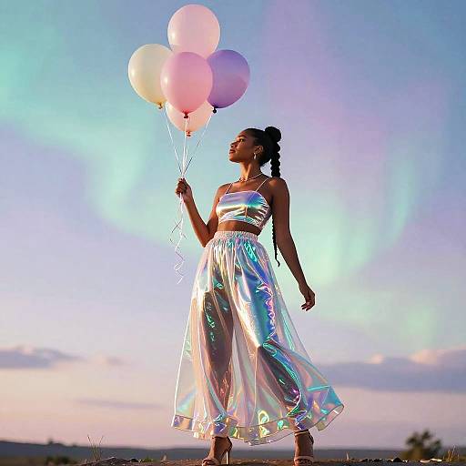 Afrofuturism Woman with Helium Balloons