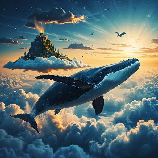 Giant Whale Soaring Above Clouds