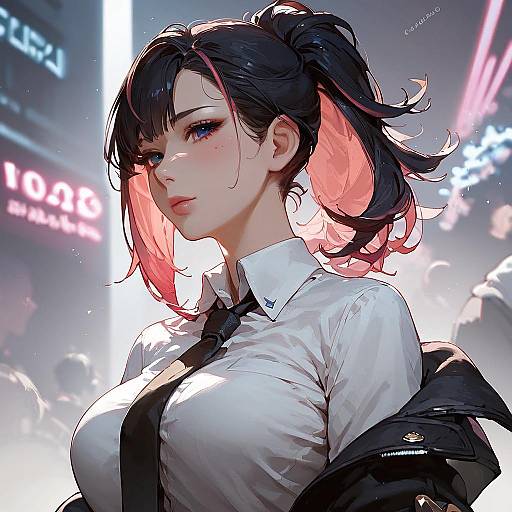 Anime Girl Portrait in Nightclub