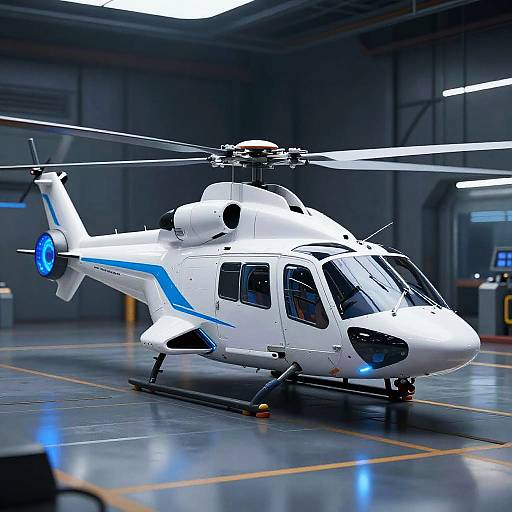 Futuristic White Helicopters CGI