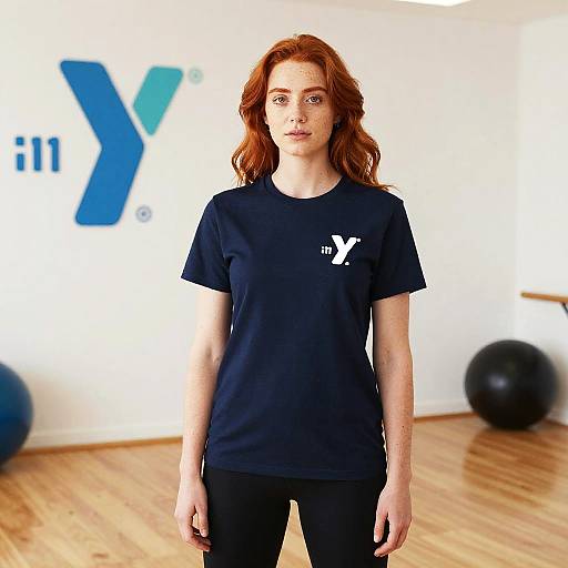 Red-haired Woman Standing in YMCA Gym