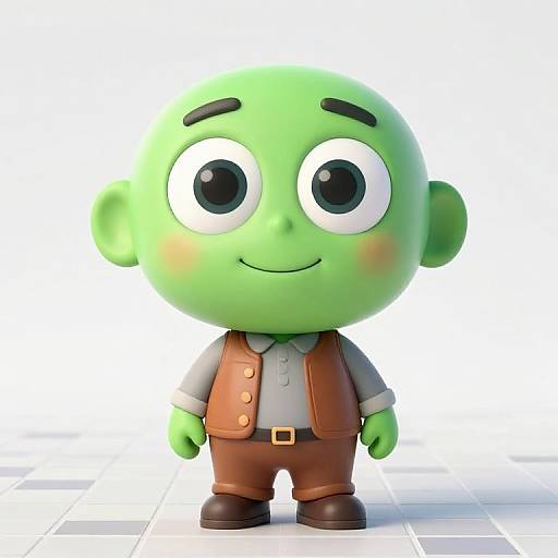 Friendly Green-Faced Cartoon Character