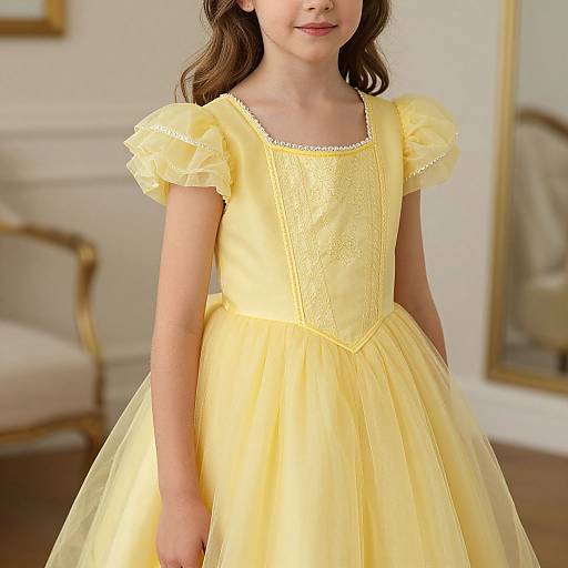 Young Girl in Yellow Princess Dress